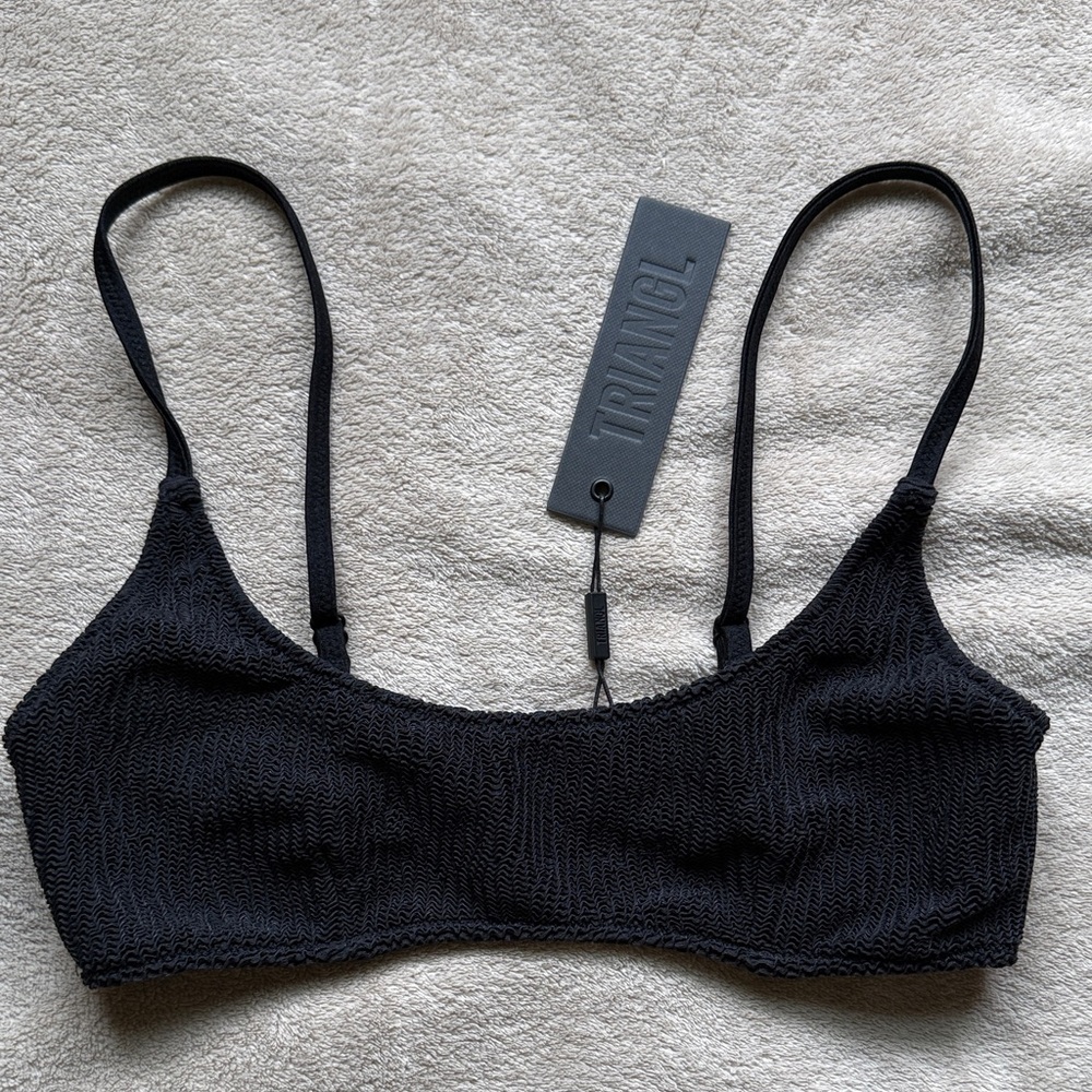 Triangl Swimwear Maci Textured Black Bralette Medium NWT